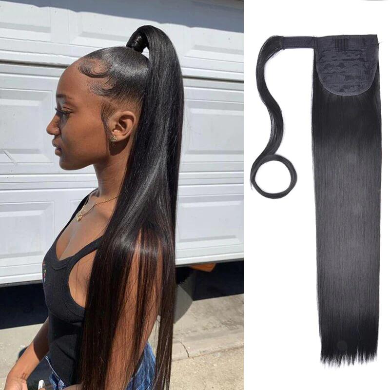 Stema Human Hair Straight Ponytail Hair Extensions